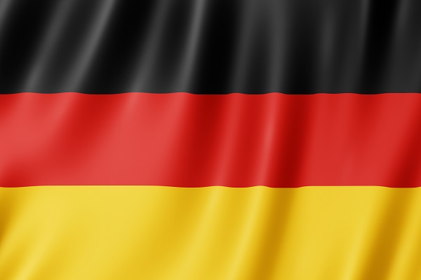 Flag of Germany. 3D illustration of the German flag waving.